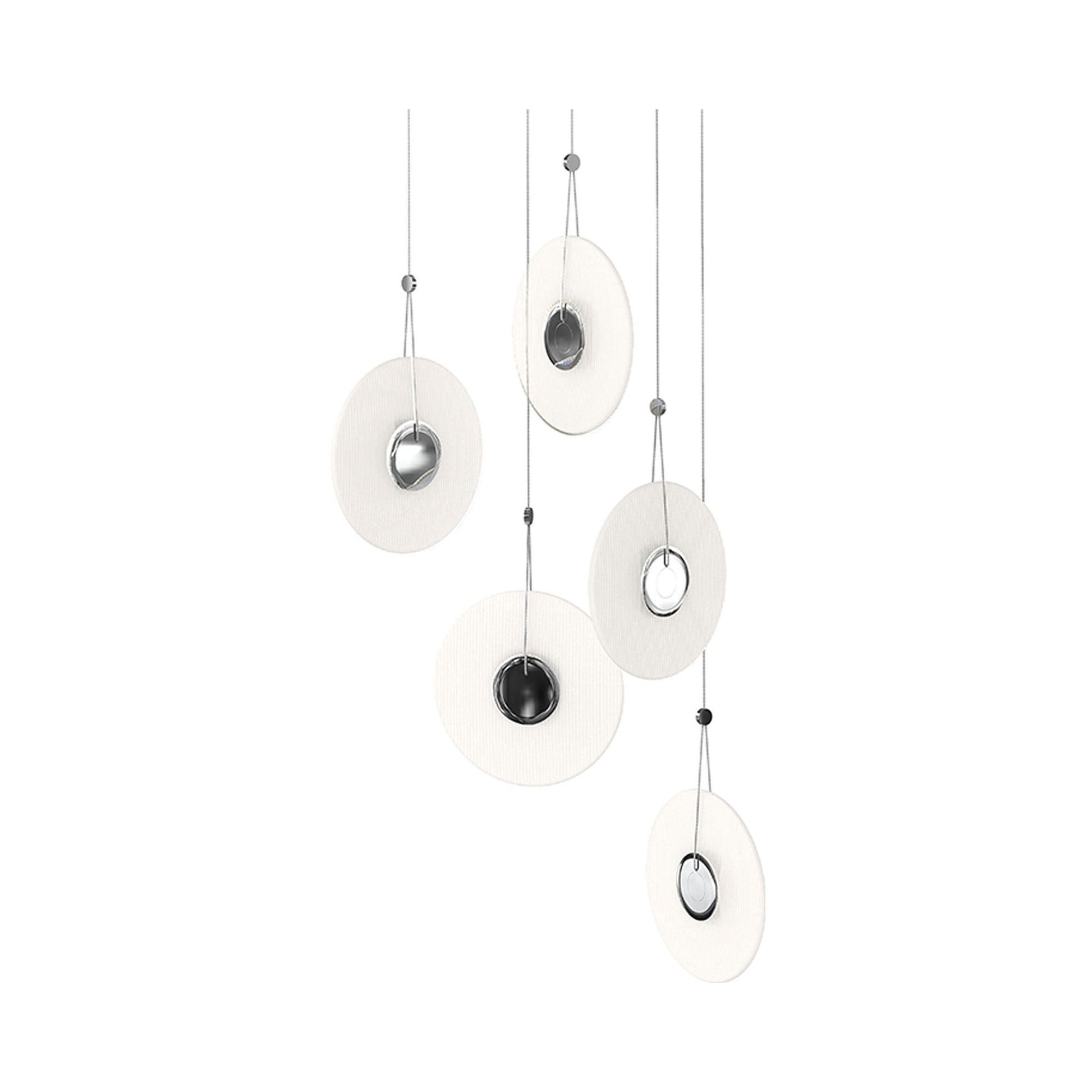 Meclisse™ Multi Light LED Pendant Light in Polished Chrome/Etched Glass (5-Light).