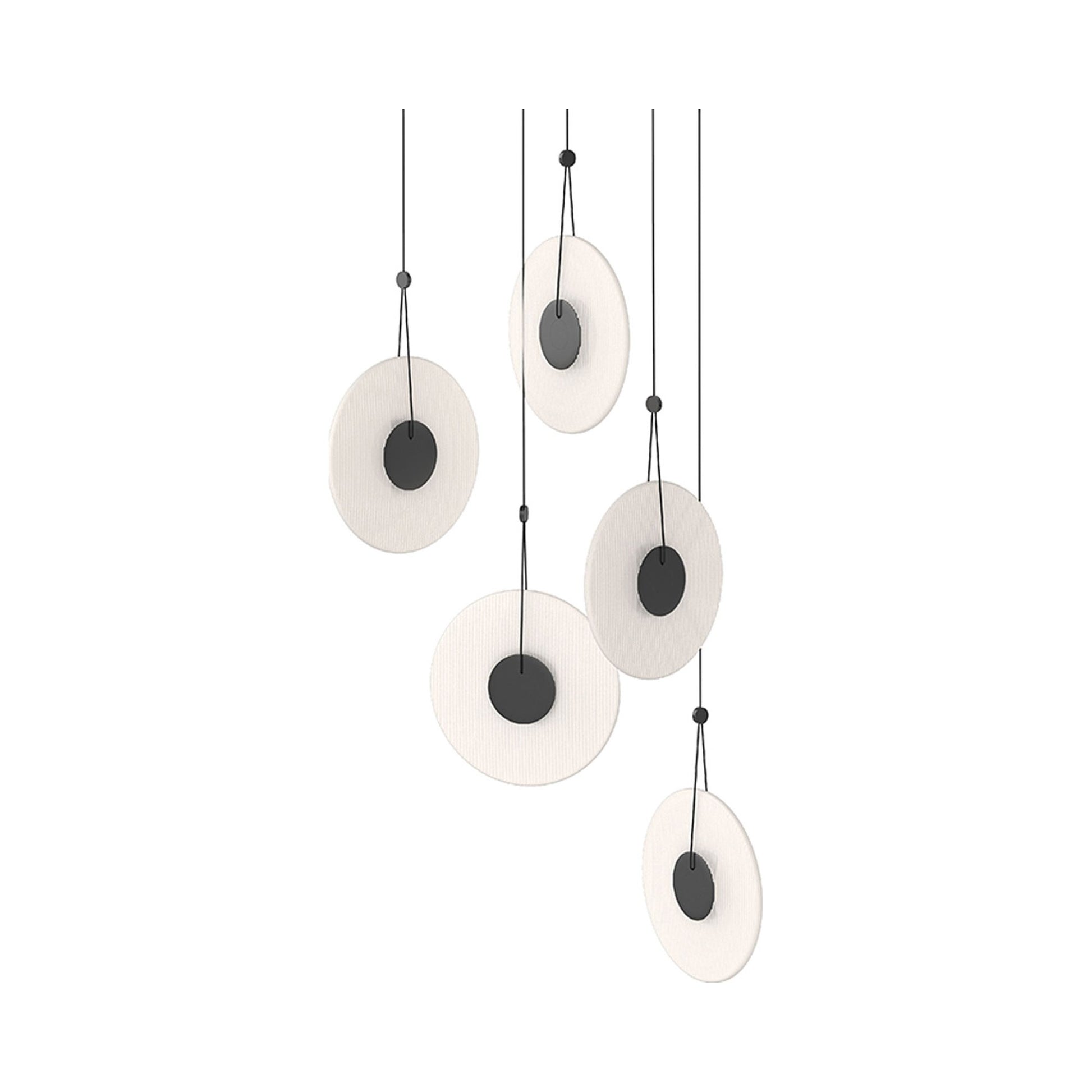 Meclisse™ Multi Light LED Pendant Light in Satin Black/Etched Glass (5-Light).