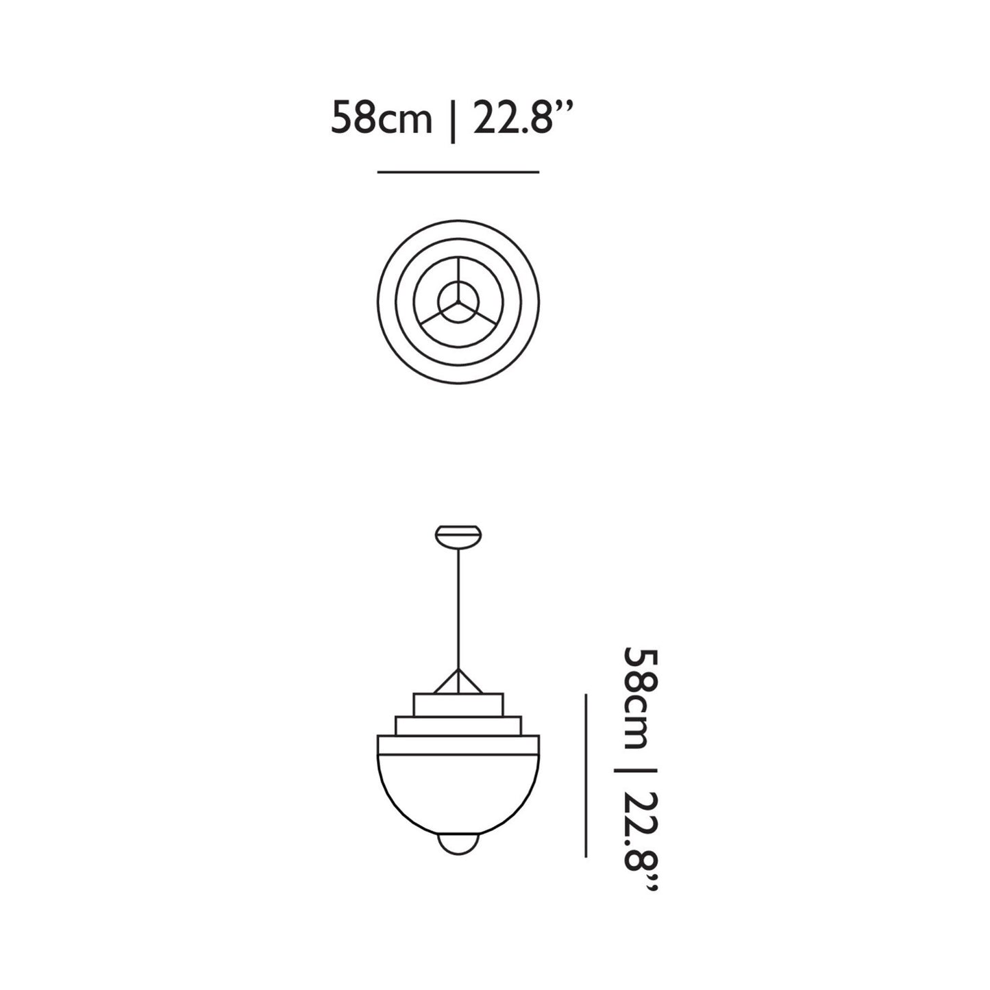 Meshmatics LED Chandelier - line drawing.