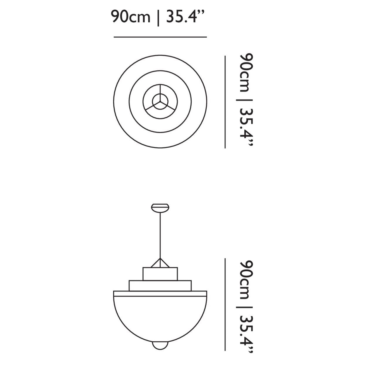 Meshmatics LED Chandelier - line drawing.