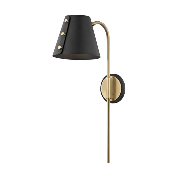 Meta LED Wall Light in Aged Brass / Black.