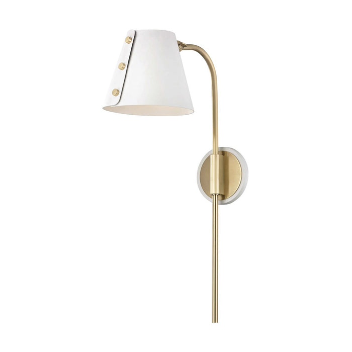 Meta LED Wall Light in Aged Brass / White.