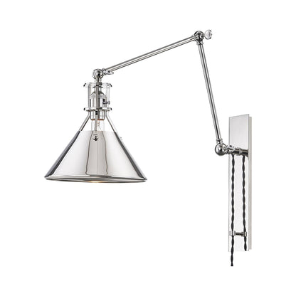 Metal No.2 Swing Arm Wall Light in Polished Nickel.