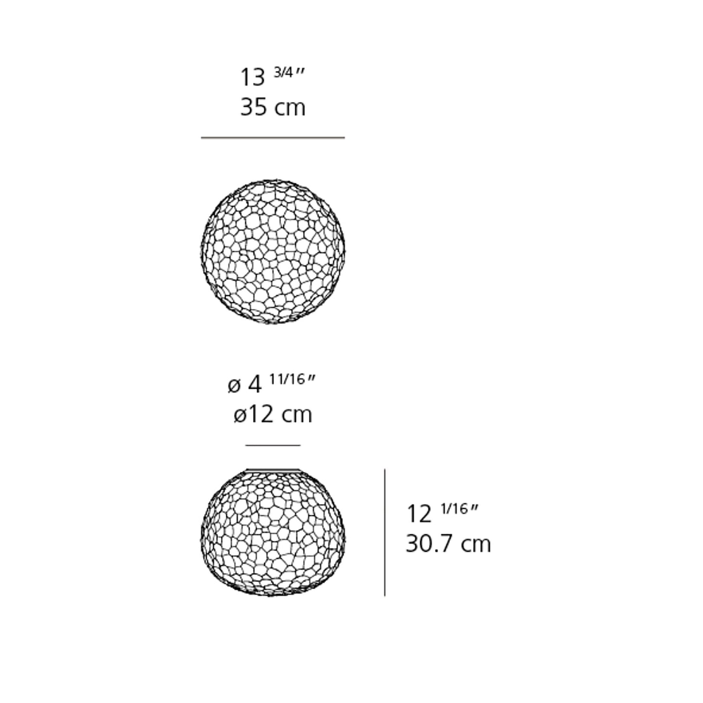 Meteorite Ceiling/Wall Light - line drawing.