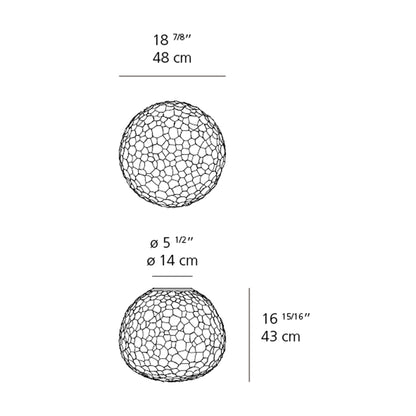 Meteorite Ceiling/Wall Light - line drawing.