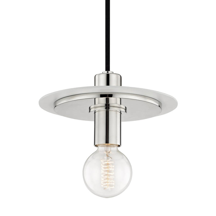 Milo Disc Pendant Light in Polished Nickel / White (Small).