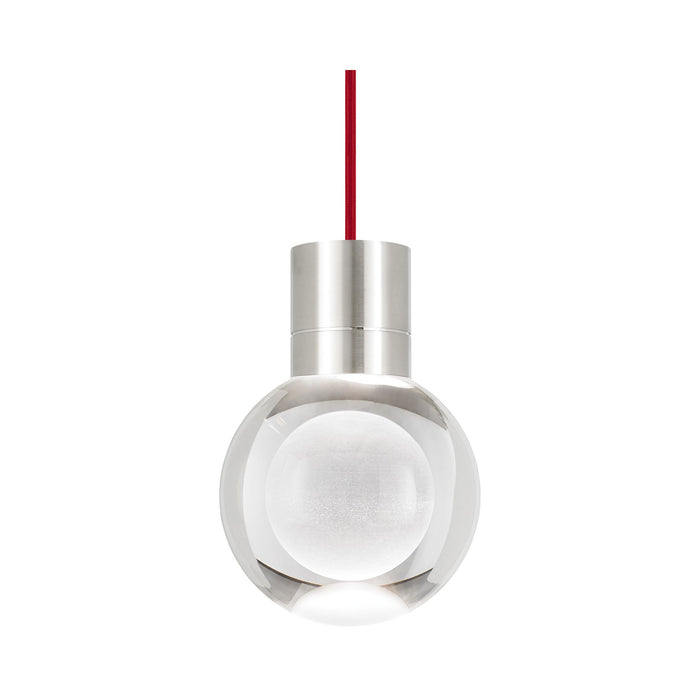 Mina LED Multipoint Pendant Light in Satin Nickel/Red.