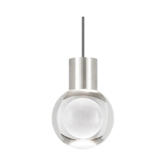 Mina Single LED Pendant Light in Black/White/Satin Nickel.