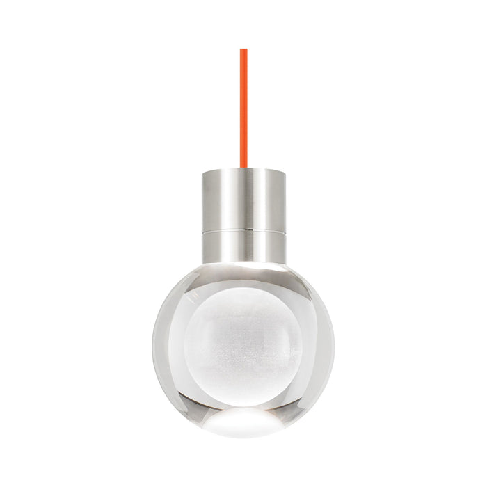 Mina Single LED Pendant Light in Orange/Satin Nickel.
