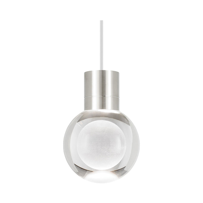 Mina Single LED Pendant Light in White/Satin Nickel.