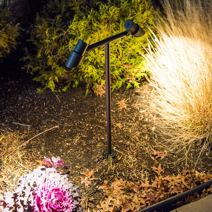 Mini Double Accent LED Path Light in Outdoor Area.