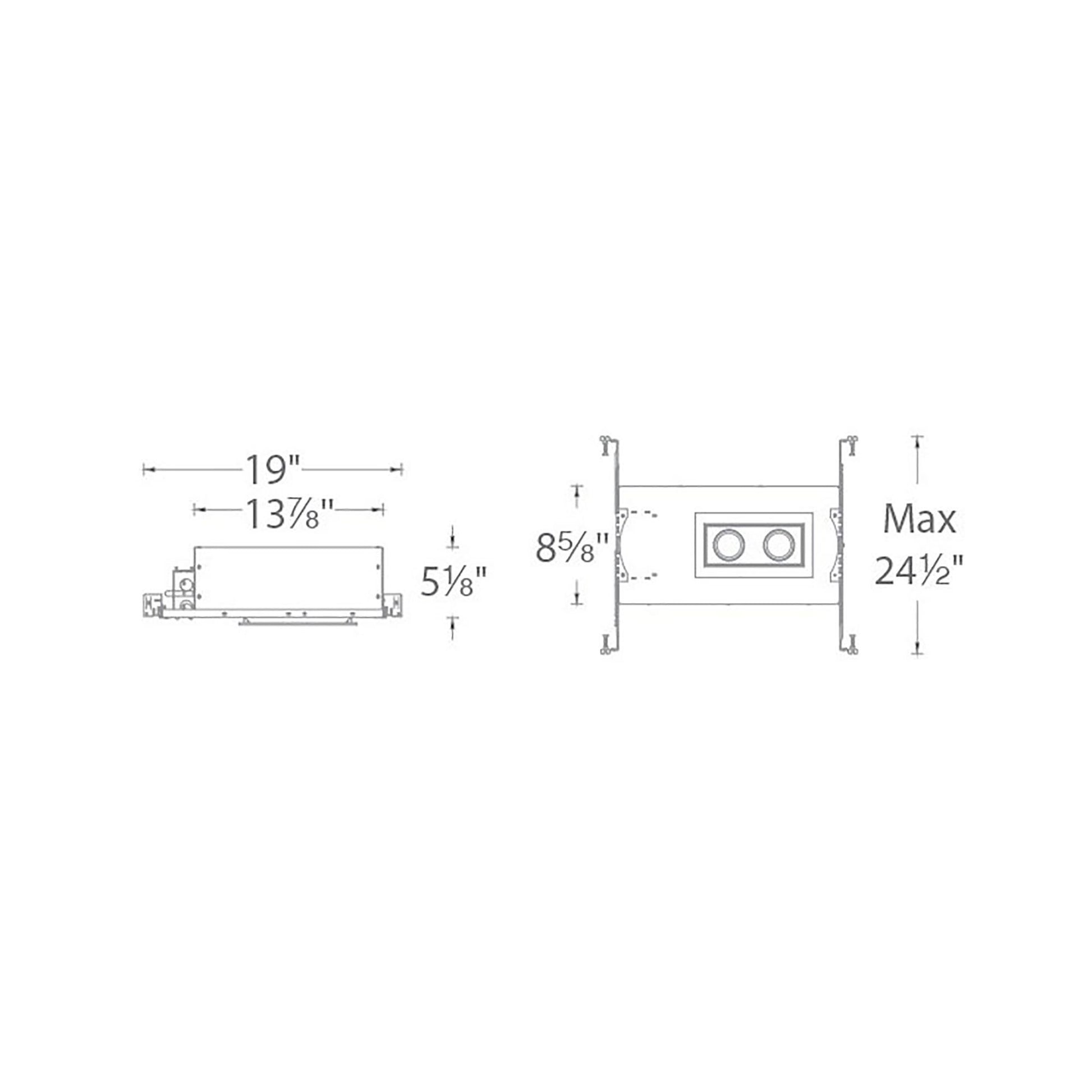 Mini Multiple Spots 2 Light LED Recessed Light Kit - line drawing.