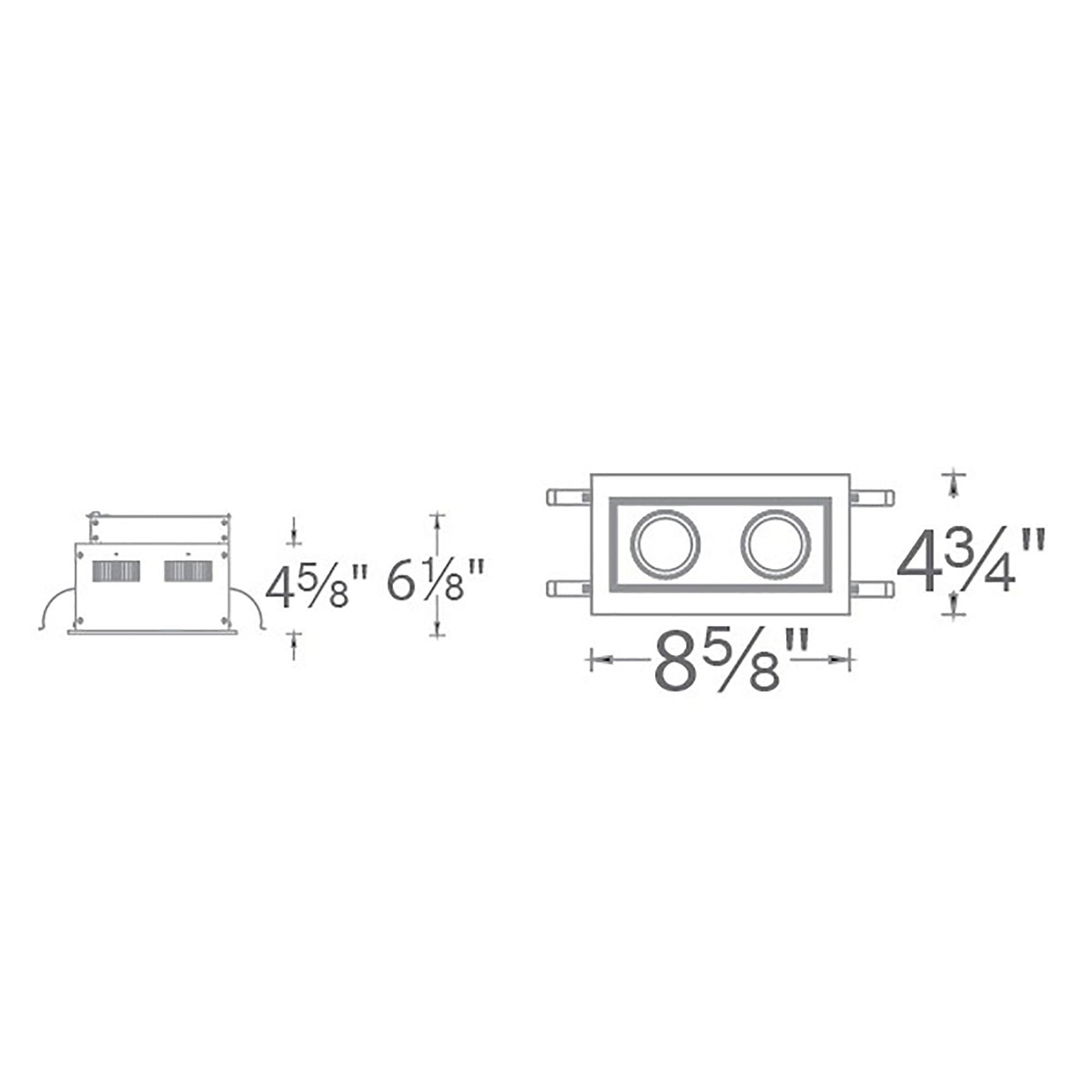 Mini Multiple Spots 2 Light LED Recessed Light Kit - line drawing.