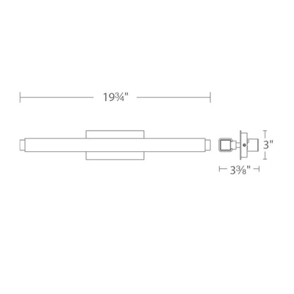 Mini Vogue LED Bath Bar- line drawing.