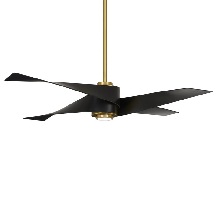 Artemis IV LED Ceiling Fan in Soft Brass / Matte Black.