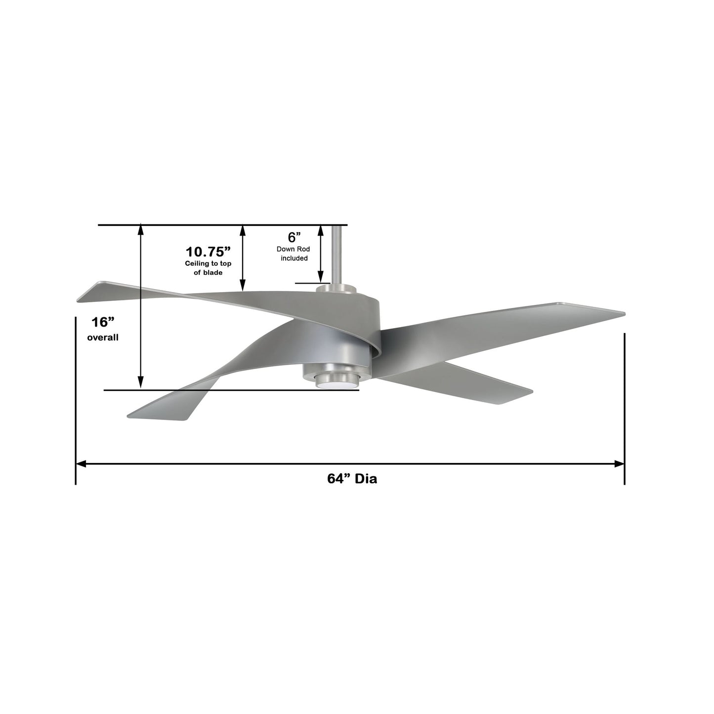 Artemis IV LED Ceiling Fan - line drawing.