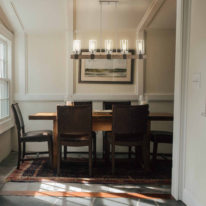Bridlewood Linear Pendant Light in dining room.