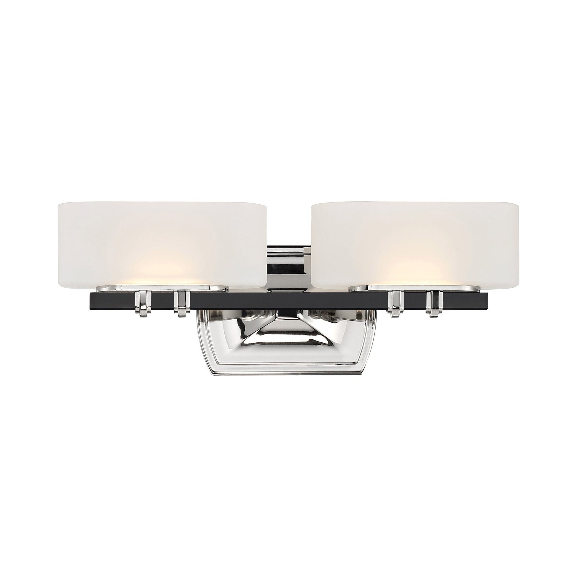 Drury LED Vanity Wall Light in Polished Nickel and Coal (2-Light).