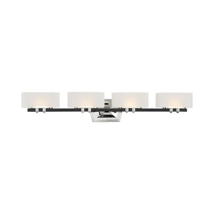 Drury LED Vanity Wall Light in Polished Nickel and Coal (4-Light).