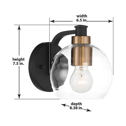 Keyport Bath Wall Light - line drawing.