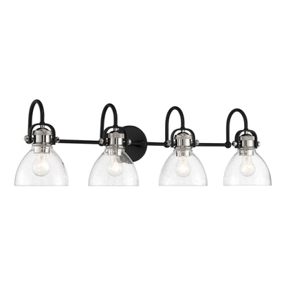 Monico Vanity Wall Light in Coal/Polished Nickel (4-Light).