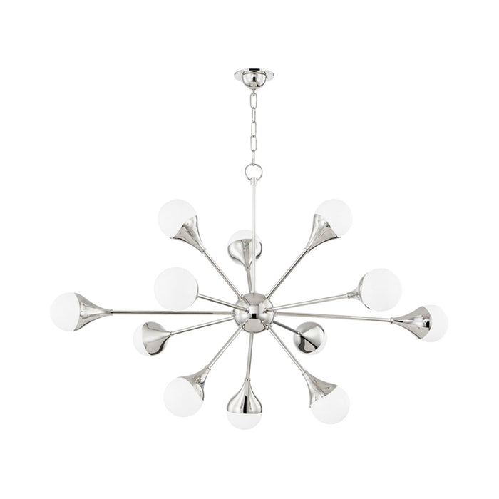 Ariana LED Chandelier in Polished Nickel.