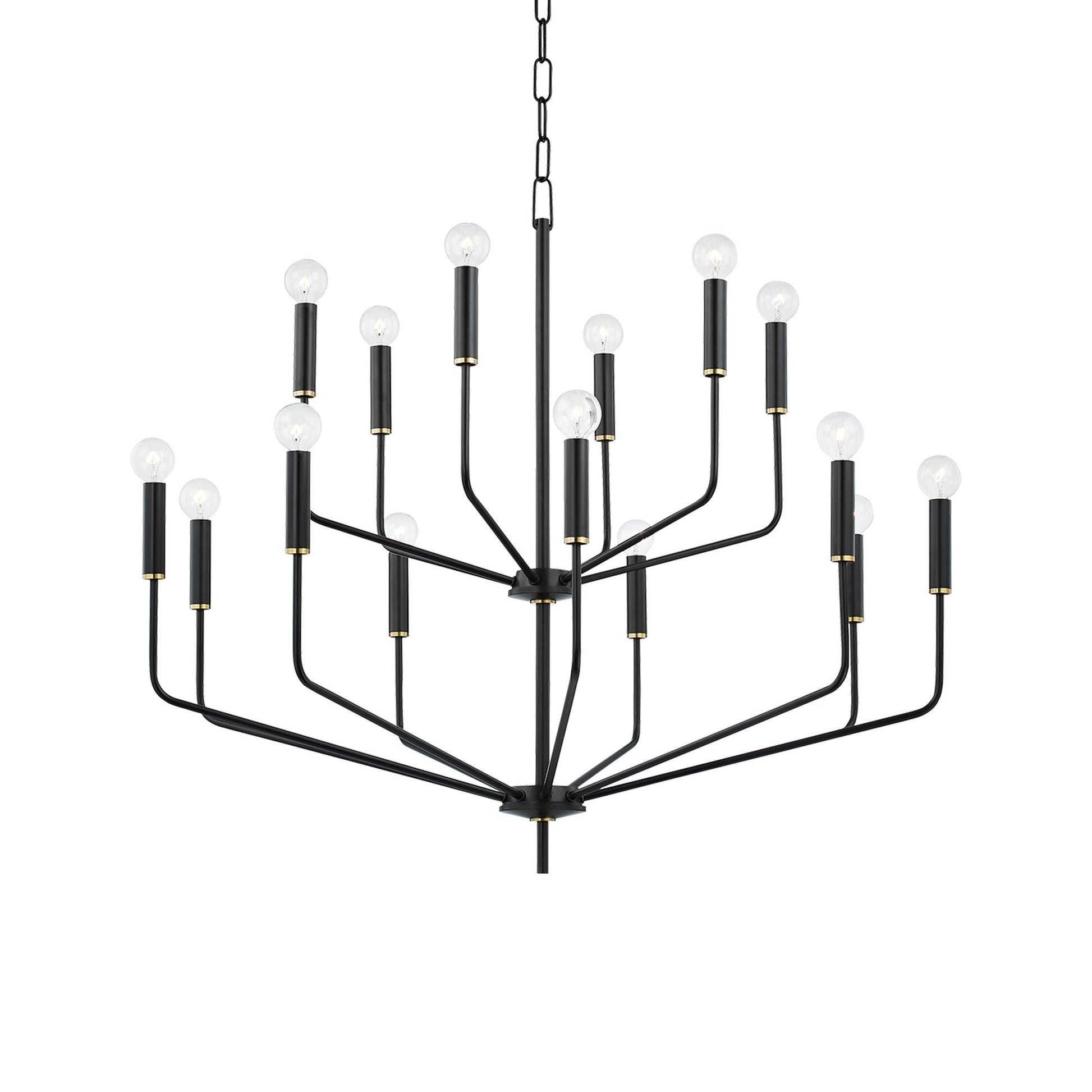 Bailey Chandelier in Aged Brass/Soft Black (15-Light).