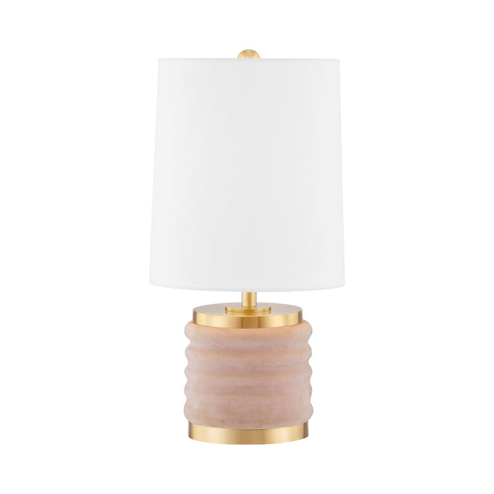 Bethany Table Lamp in Aged Brass/Blush Combo.