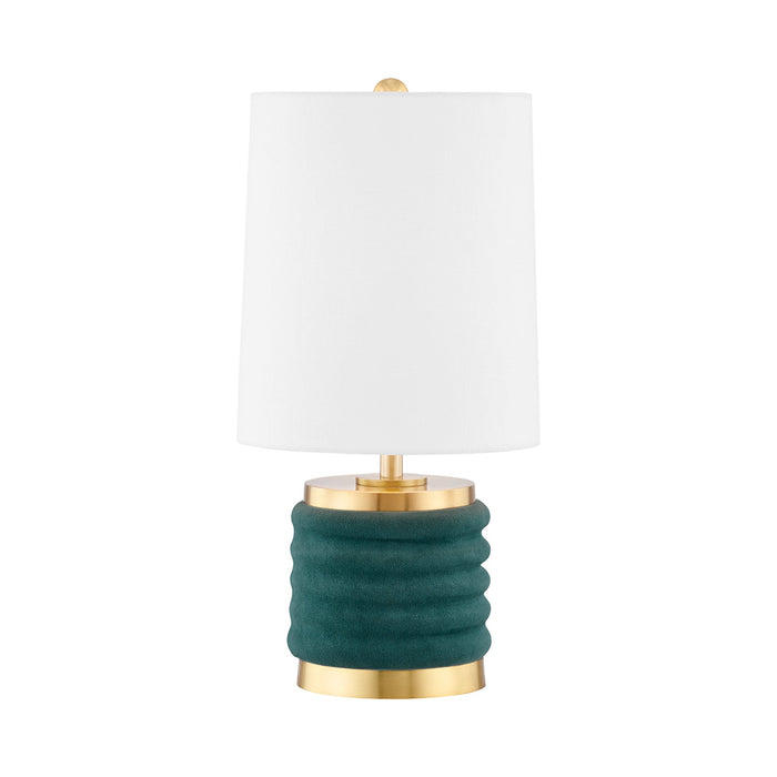 Bethany Table Lamp in Aged Brass/Dark Teal Combo.