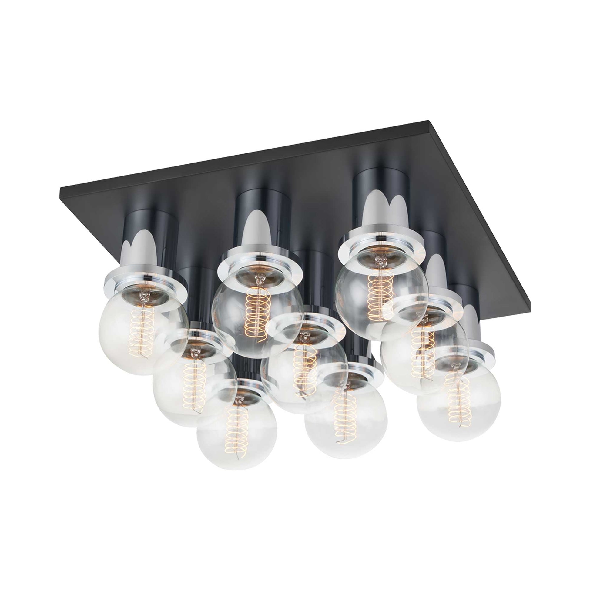 Brandi Flush Mount Ceiling Light in Polished Chrome/Soft Black (9-Light).