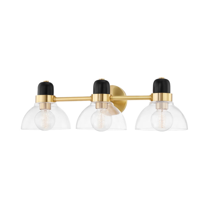 Camile Vanity Wall Light in Aged Brass (3-Light).