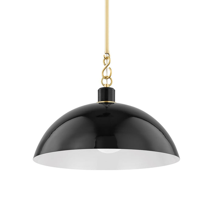 Camille Pendant Light in Aged Brass/Glossy Black (Large).