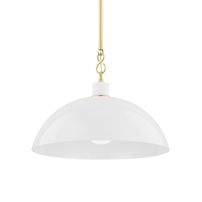 Camille Pendant Light in Aged Brass/Glossy White (Large).