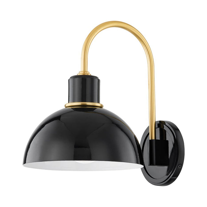Camille Wall Light in Aged Brass/Glossy Black.