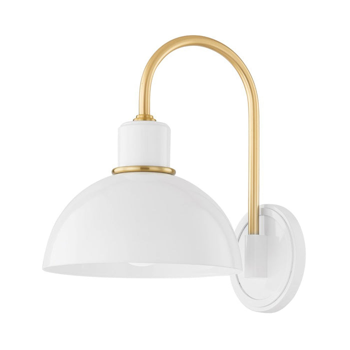 Camille Wall Light in Aged Brass/Glossy White.