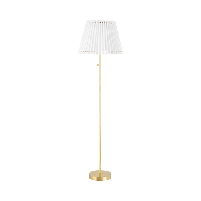Demi LED Floor Lamp in Aged Brass.