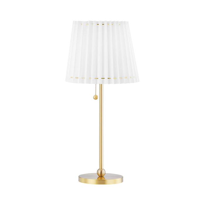 Demi LED Table Lamp in Aged Brass.