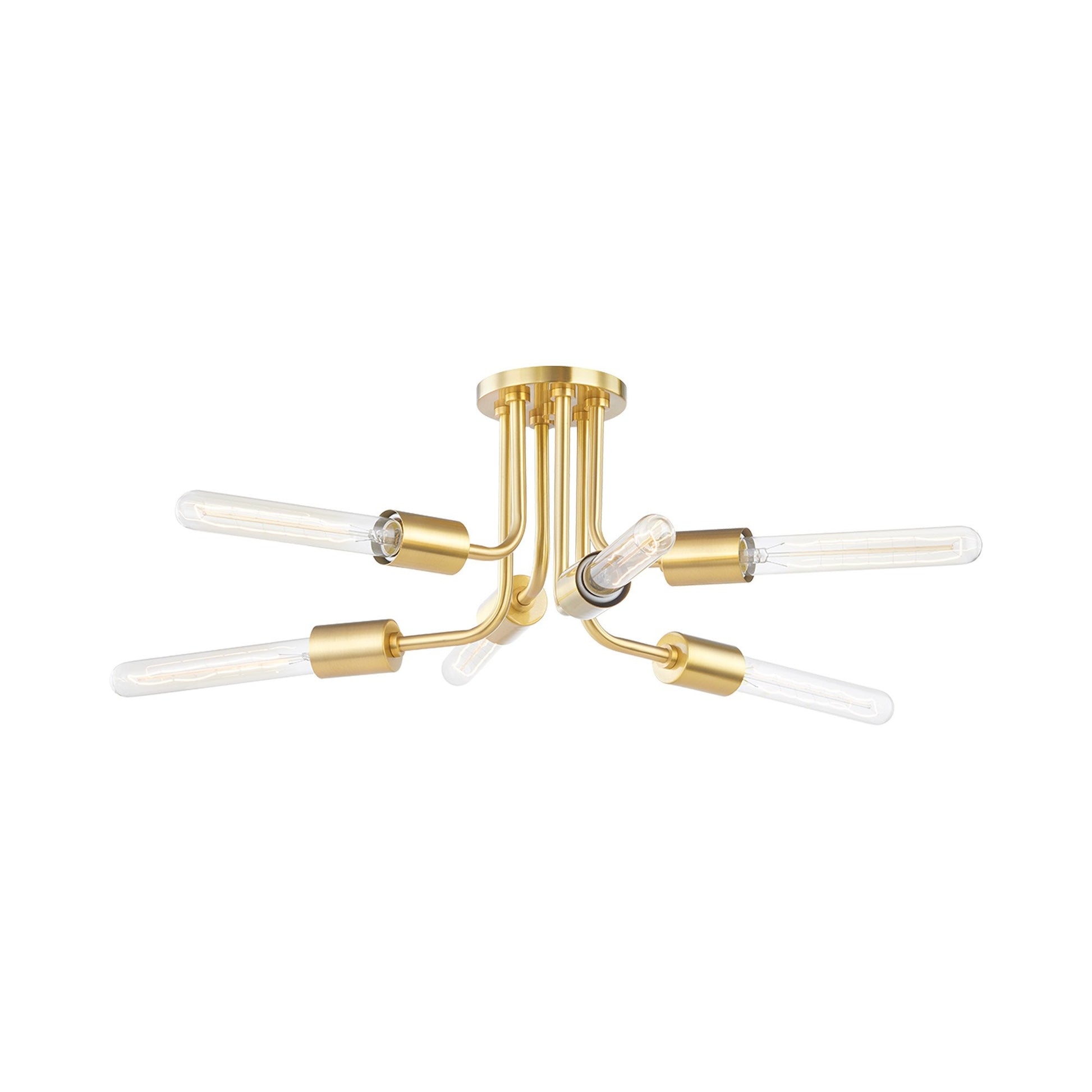 Donny Semi Flush Mount Ceiling Light in Aged Brass.