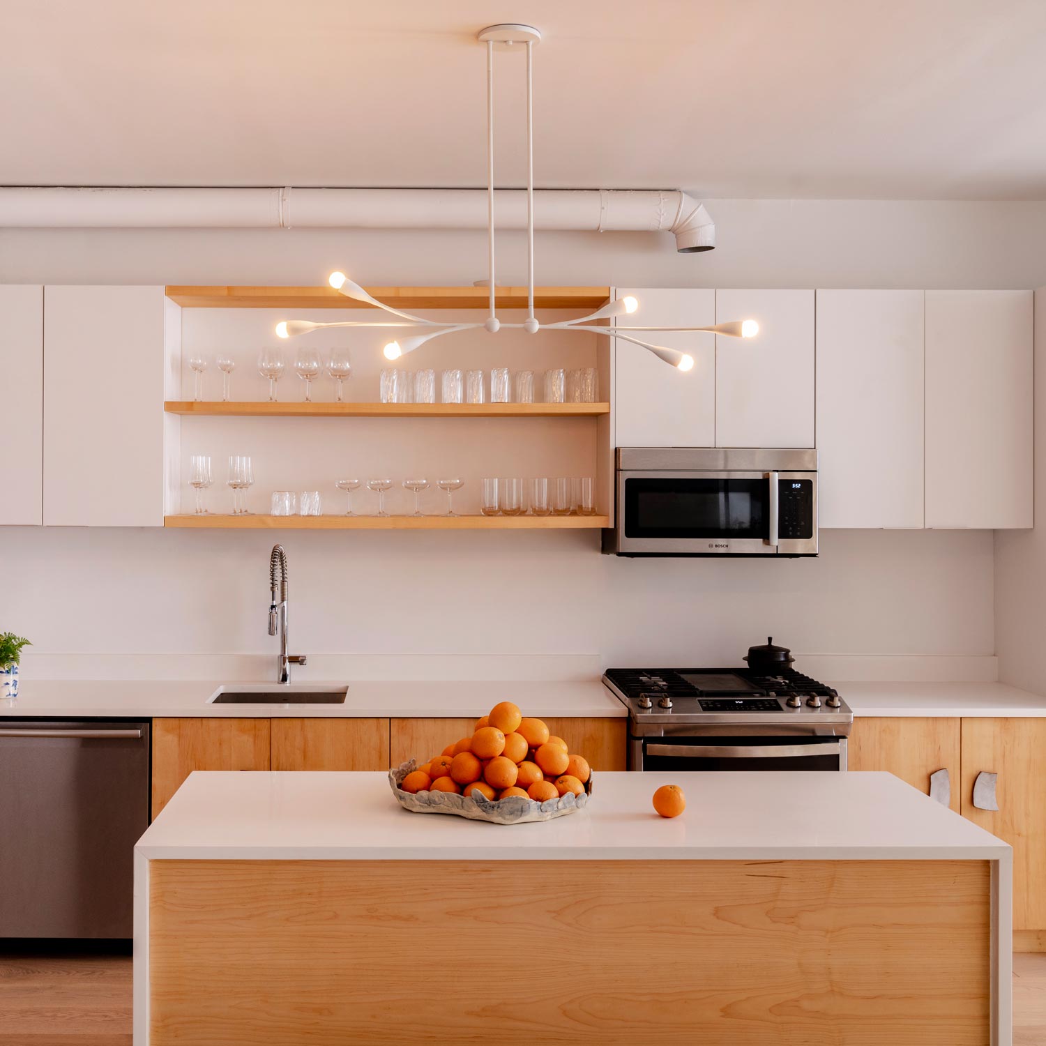 Elsa Linear Pendant Light in kitchen.