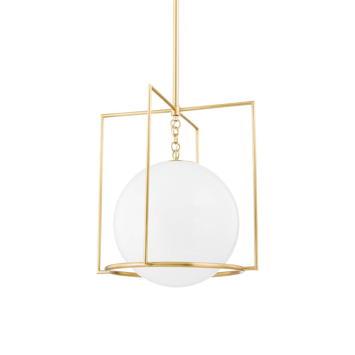 Frankie Caged Pendant Light in Aged Brass (Large).