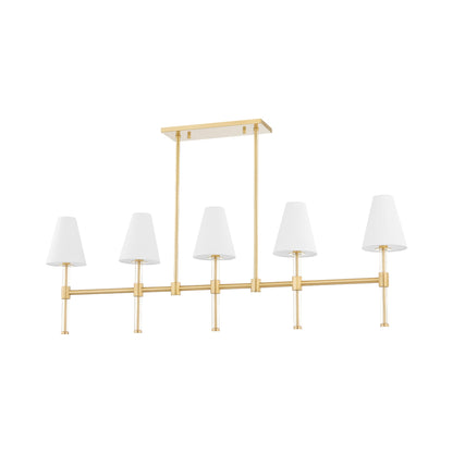 Janelle Linear Pendant Light in Aged Brass.