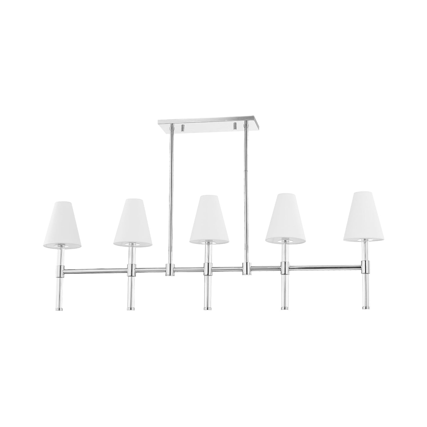 Janelle Linear Pendant Light in Polished Nickel.