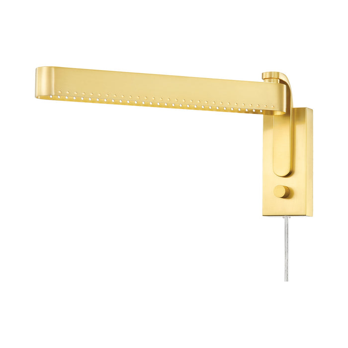 Julissa Swing Arm LED Wall Light in Aged Brass.