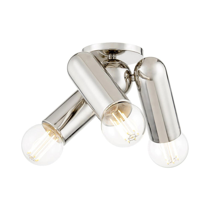 Lolly Flush Mount Ceiling Light in Polished Nickel.