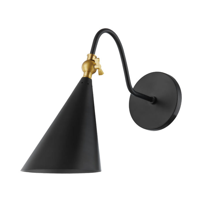 Lupe Wall Light in Aged Brass / Soft Black.