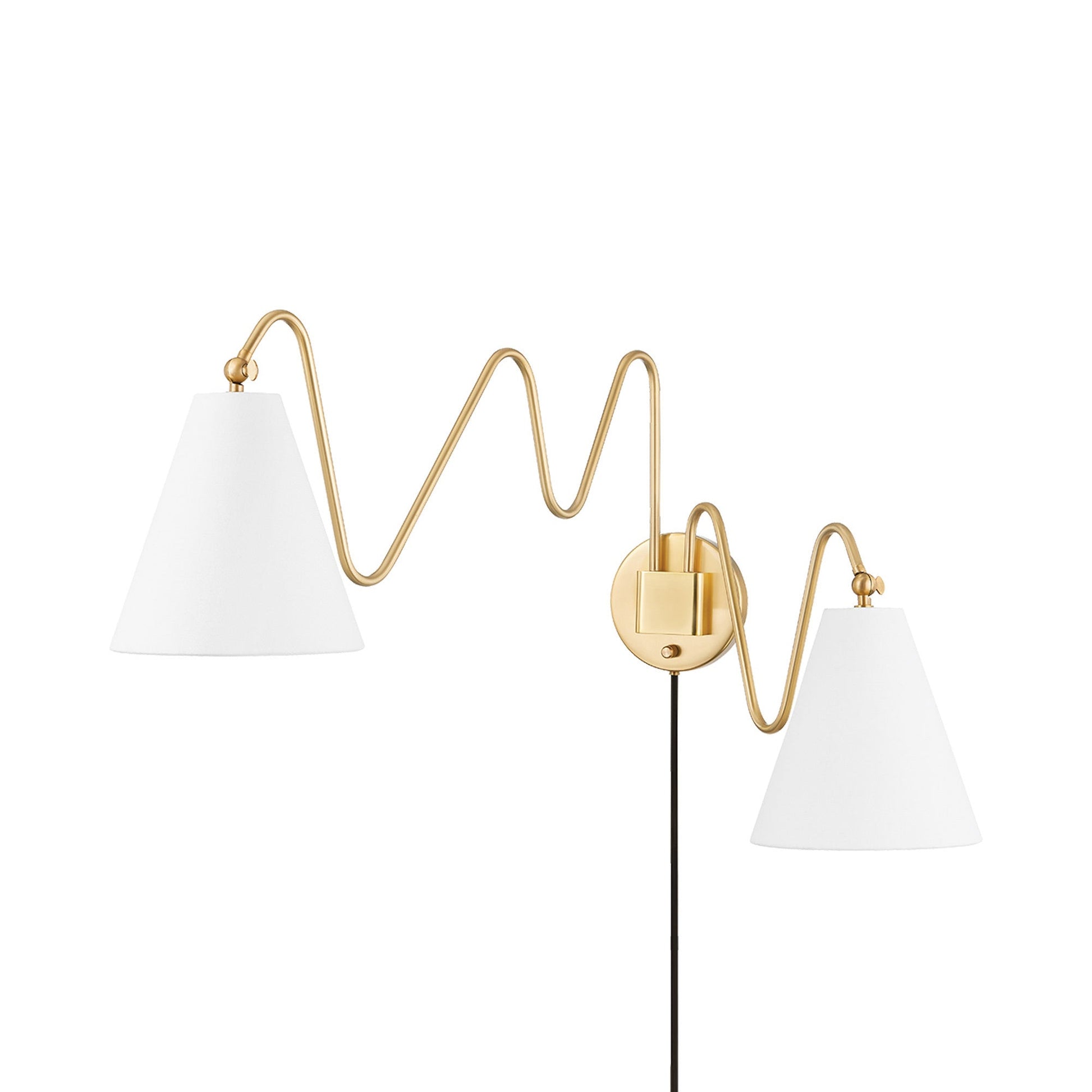 Onda Plug-In Wall Light in Aged Brass (2-Light).