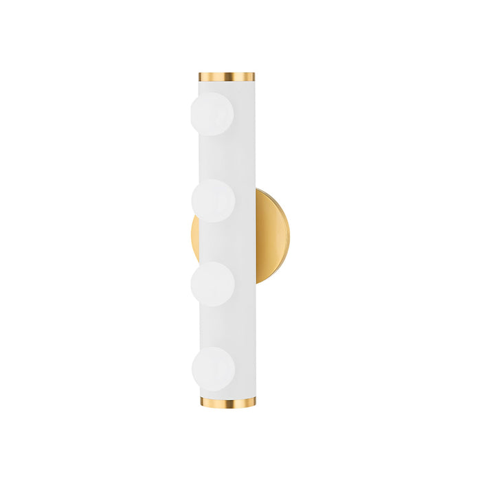 Penny Vanity Wall Light in Aged Brass/Textured White (4-Light).