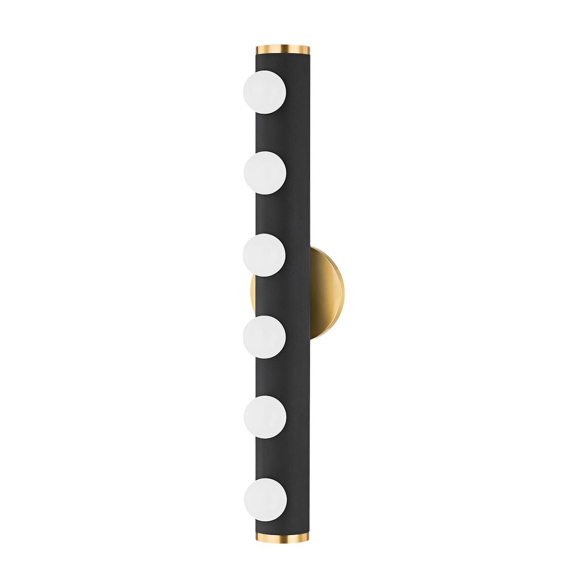 Penny Vanity Wall Light in Aged Brass/Textured Black (6-Light).