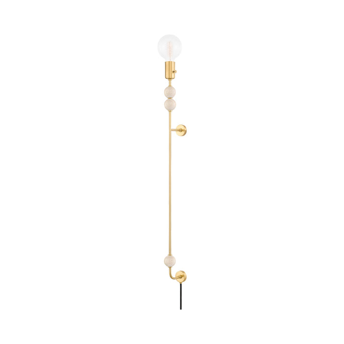 Slater Plug-In Wall Light in Aged Brass.