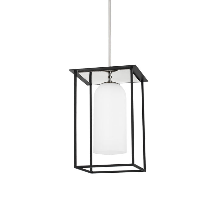Teres Pendant Light in Polished Nickel/Textured Black (Small).